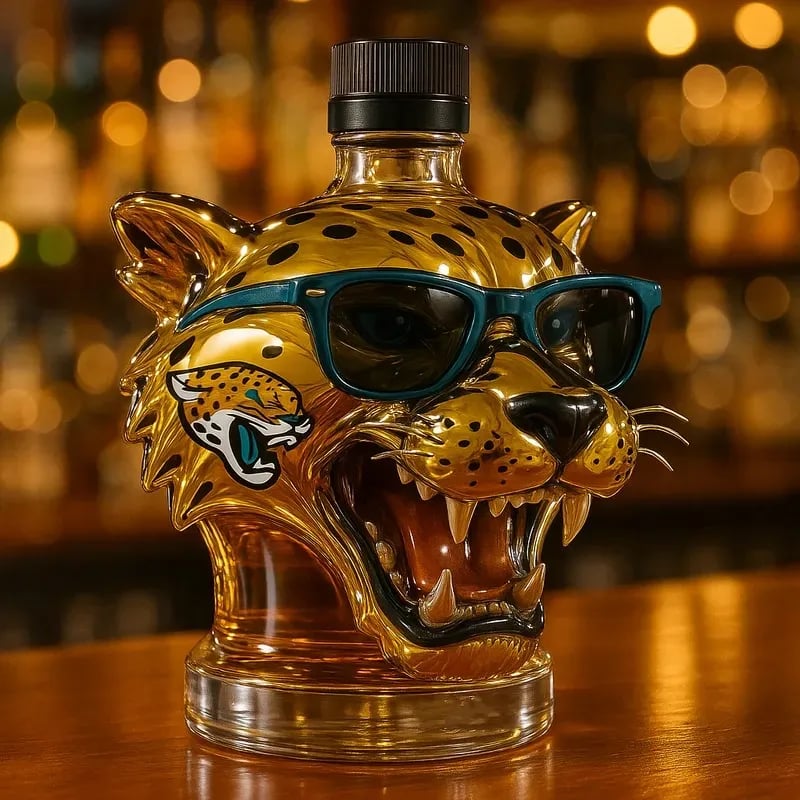 Jacksonville Jaguars Glass Whiskey Bottle