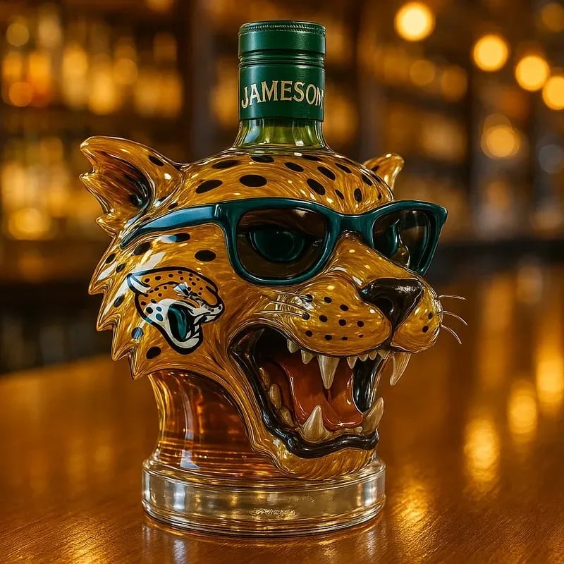 Jacksonville Jaguars Glass Whiskey Bottle