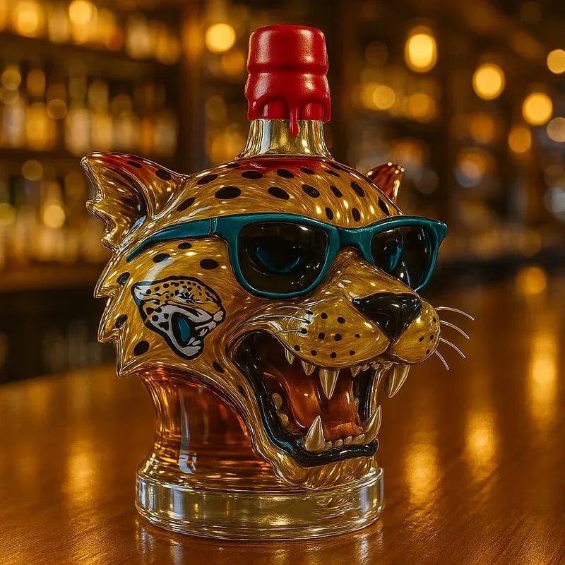 Jacksonville Jaguars Glass Whiskey Bottle