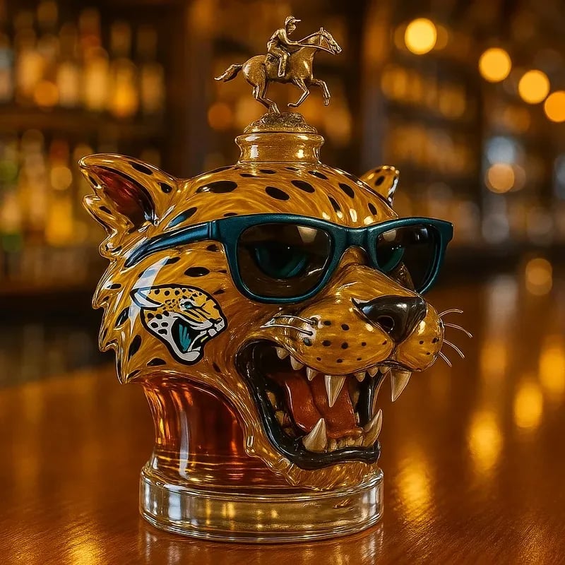 Jacksonville Jaguars Glass Whiskey Bottle